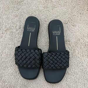 Dolce Vita Black Quilted Slide Sandals